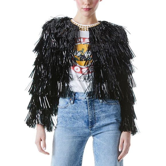 Alice + Olivia Jackets & Coats Alice Olivia Fawn Fringe Tinsel